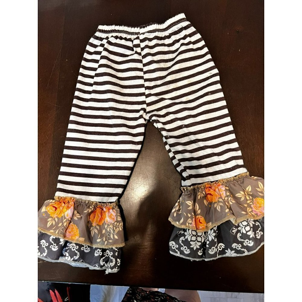 Girl's Boutique Striped & Ruffle Pants Size XS [GREAT] - Picture 2 of 3